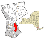 Westchester County New York incorporated and unincorporated areas Harrison highlighted